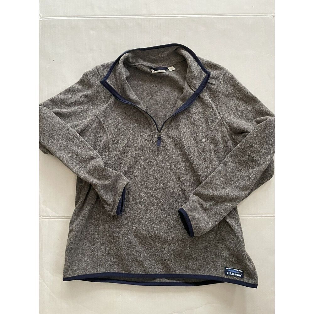 L.L. Bean 1/4 Zip Jacket Womens Large‎ Gray Soft Brushed Fitness Fleece Pullover